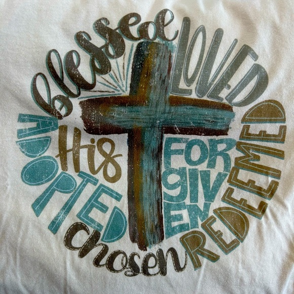 Easter Cream Colored Christian tshirt Blessed - Picture 1 of 3